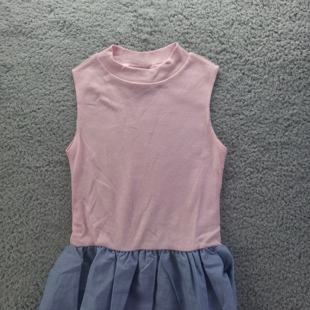 Main Chic USA Girls Blue Polka Dot Dress and Bolero Jacket Set Pink Size 6X 90s